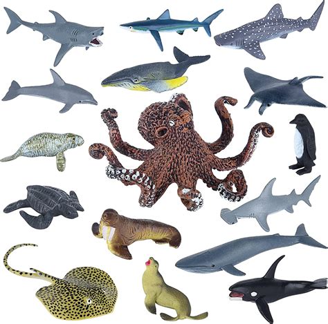 Elecland 16pcs Sea Ocean Animals Toys Sea Animals Figurines Sea