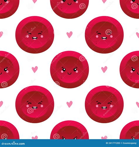 Cute Red Blood Cells Erythrocytes Characters And Hearts Vector