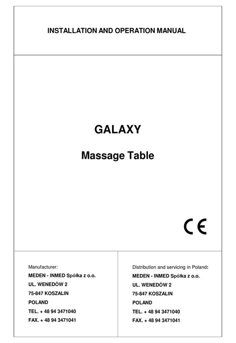 Meden Inmed Galaxy Installation And Operation Manual Pdf Download