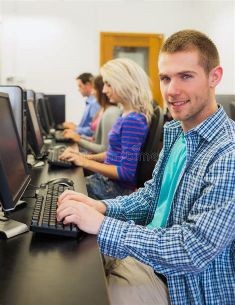 Students Using Computers In The Computer Room Stock Image Image Of