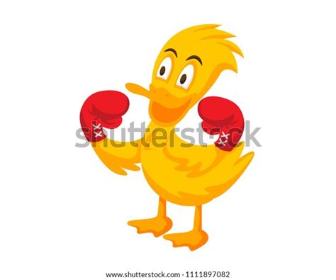 Cute Yellow Boxing Duck Character Illustration Stock Vector Royalty