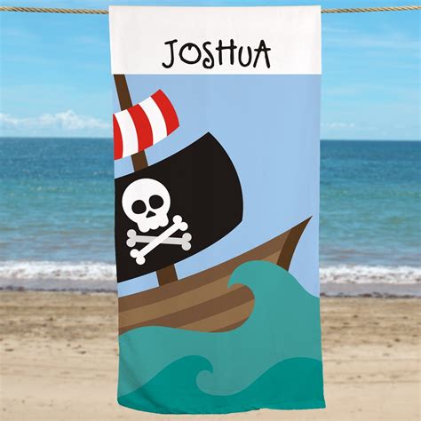 Pirate Ship Personalized Beach Towel Tsforyounow