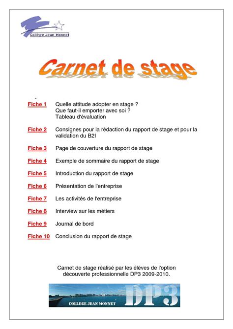 Exemple De Sommaire Dun Rapport De Stage Le Meilleur Exemple