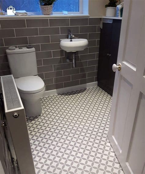 Grey White Victorian Tile Bathroom Floor Vinyl Victorian Tiles