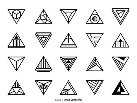 Collection Of Triangular Logos Designs Feature Different Geometric