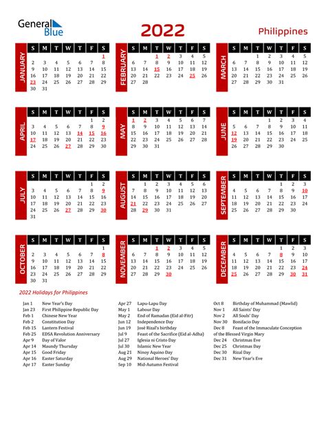 Free Printable Calendar 2022 Philippines Calendar Example And Ideas