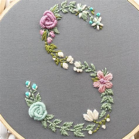 Floral Monogram Letters Embroidery Pattern Letter Embroideries Sewing