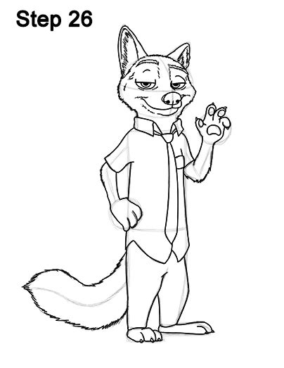 How To Draw Nick Wilde From Zootopia