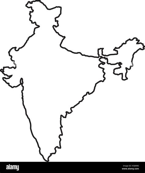 Silhouette Of Republic Of India Country Map Icon Over White Background