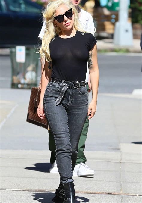 Lady Gaga Out Braless In Ny In A See Through Black Top