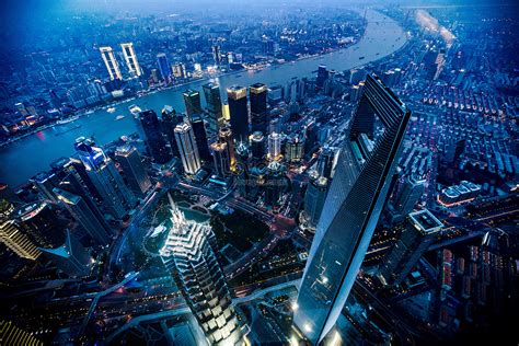 Shanghai Aerial View At Night Picture And Hd Photos Free Download On