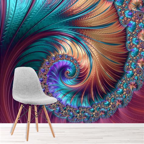 Pink Swirl Wall Mural Blue Spiral 3d Photo Wallpaper Abstract Art Home