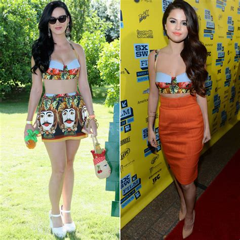Selena Gomez Vs Katy Perry Wem Steht Das Blumige Bustier Top Besser