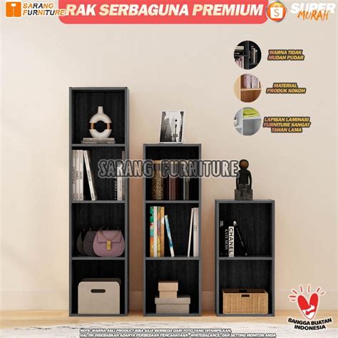 Jual Promo RAK BUKU SERBAGUNA SUSUN 4 KAYU RAK MINIMALIS RAK SERBAGUNA KAYU RAK SERBAGUNA