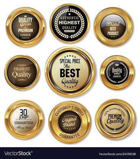 Golden Badges Collection Royalty Free Vector Image