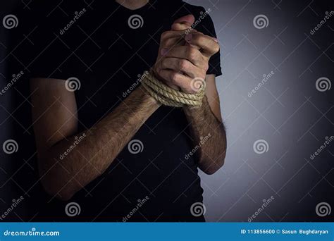 A Young Man Tied Hands Stock Photo Image Of Struggle 113856600