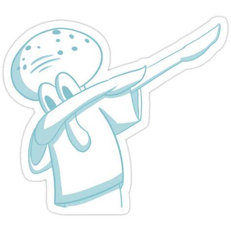 Squidward Dab Art Stickers By Meanmugdesigns Redbubble