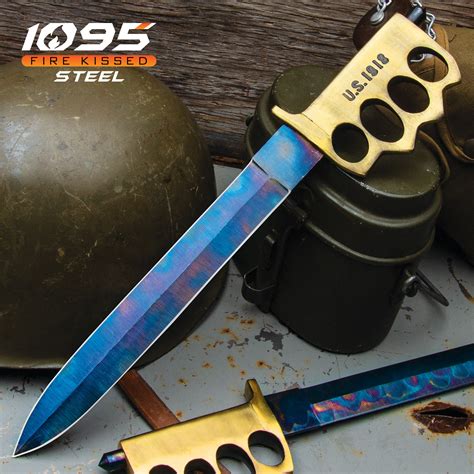 Combat Toothpick Knife And Sheath Fire Kissed