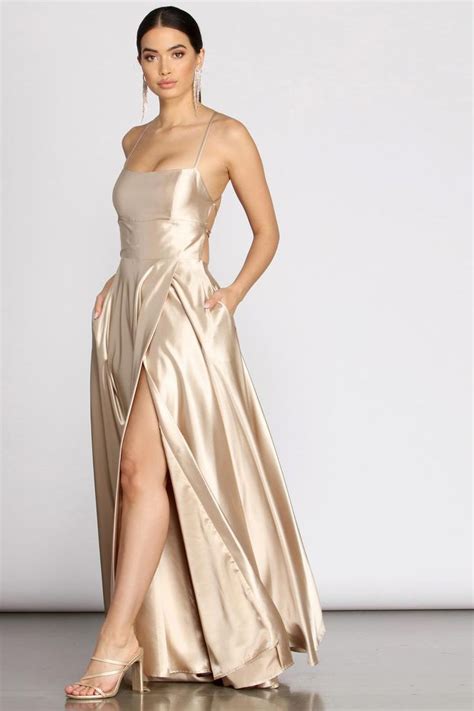 Kaia Satin A Line Dress Silk Bridesmaid Dresses Champagne Dresses Long Champagne Bridesmaid