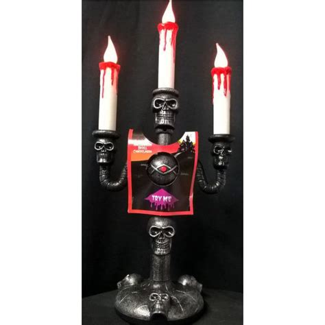 skull themed candelabra halloween horror battery operated light effect halloween