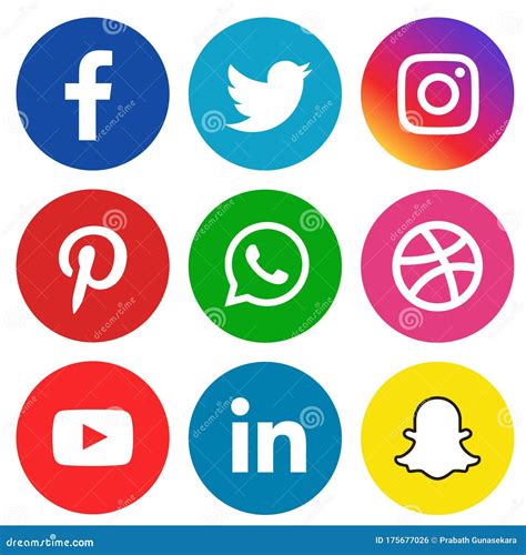 Colorful Social Media Icons Set Of Facebook Twitter Instagram Pinterest