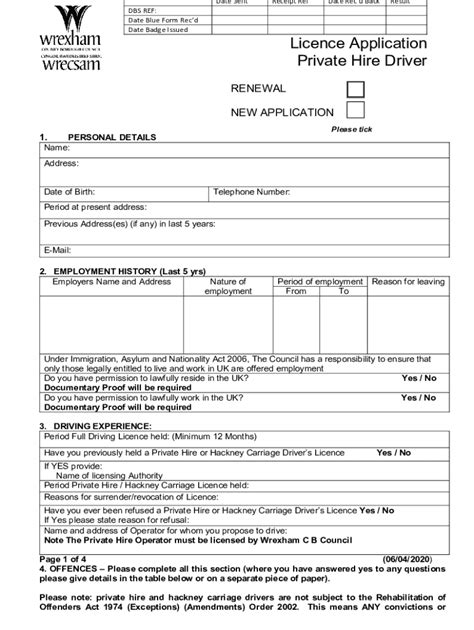 Licence Private Hire Driver Form Fill Out And Sign Printable Pdf