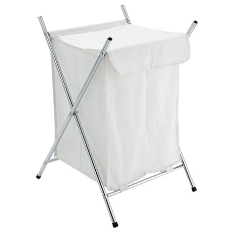 Furinno Wayar White Metal Foldable Laundry Basket With Stand Ws17005