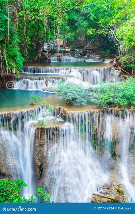 Landscape Huai Mae Kamin Waterfall Stock Photo Image Of Background