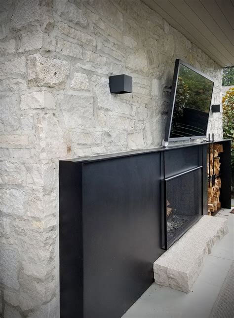Modern Rustic Industrial Stone Home Outdoor Fireplace Stone Veneer