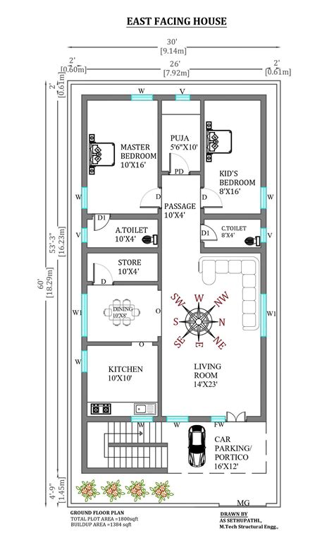30x60 East Facing House Plan As Per Vastu Shastra Download The Free