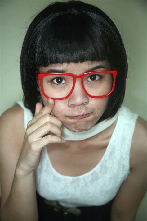 Cute Asian Girl Wearing Glasses Stock Image Image 9185973