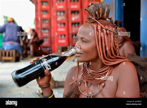 Geography Travel Namibia Traditional Garb Himba Woman Drinking Coca