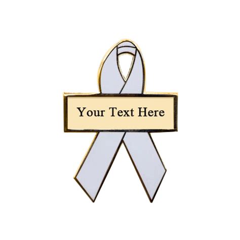 White Personalized Cause Awareness Ribbon Pins