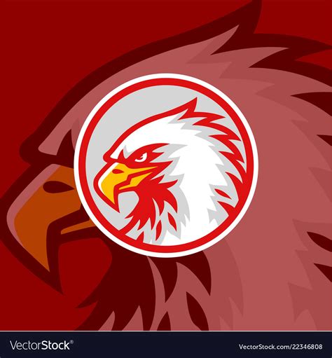 Eagle Head Red Background Logo Design Sign Vector Image
