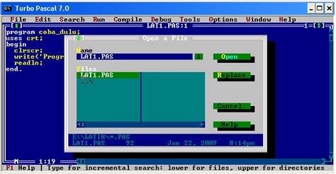 Untuk itu gunakan cara membuka file iso berikut ini. Cara Membuka File program, Membuat File .EXE, dan Keluar dari Turbo Pascal 7.0