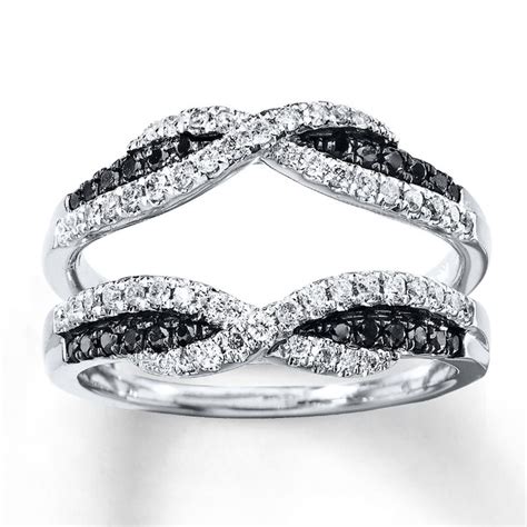 Black And White Diamonds 12 Ct Tw Enhancer Ring 14k White Gold In 2020