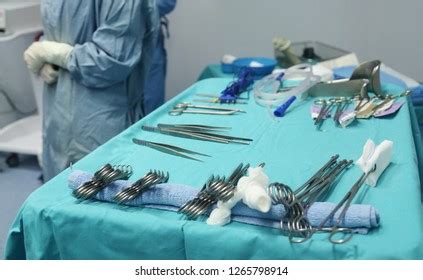 Preparing Surgical Instrument Laparotomy Procedure Main Stock Photo