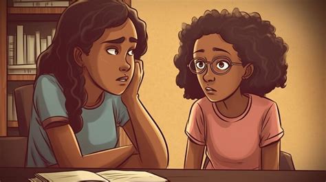 Premium Ai Image A Cartoon Of Two Girls Talking To Each Other
