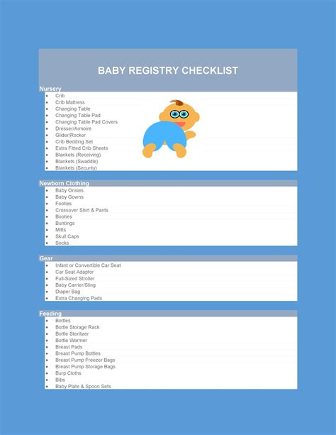 30 Baby Registry Checklists Newborn Baby Checklists Templatelab