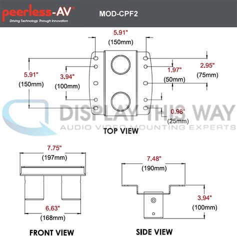 Peerless Mod Cpf2 Modular Dual Pole Ceiling Or Floor Plate