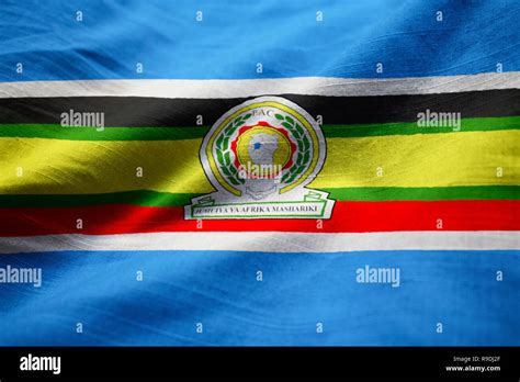 Closeup Of Ruffled East African Community Flag East African Community