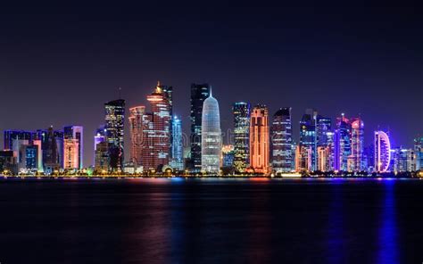 Panorama De Los Rascacielos De Al Dafna Doha Qatar Foto De Archivo