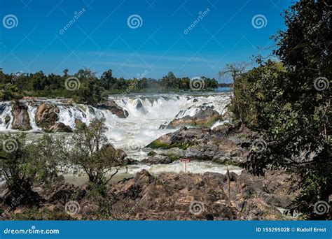 Khone Phapheng Falls On The Mekong River In Southern Laos Stock Photo