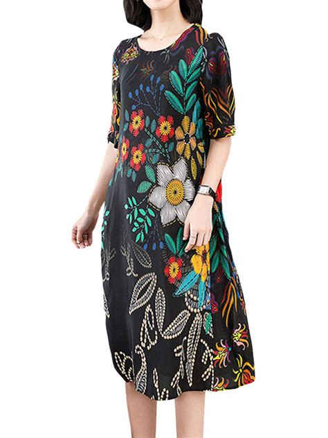 Fashion Elegant Printed Floral Short Sleeve Dresses Newchic