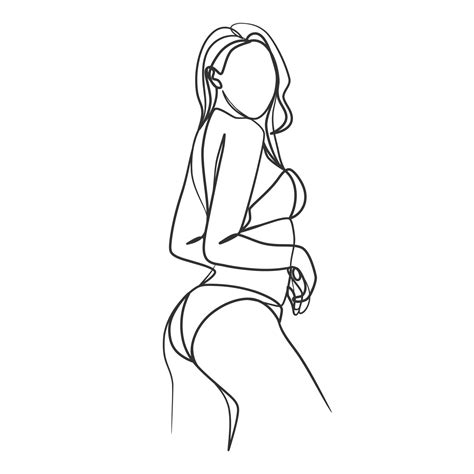 dibujo de arte de una línea continua del cuerpo de la mujer en bikini 6045878 vector en vecteezy