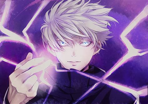 Anime Jujutsu Kaisen Blue Eyes Boy Satoru Gojo White Hair Hd