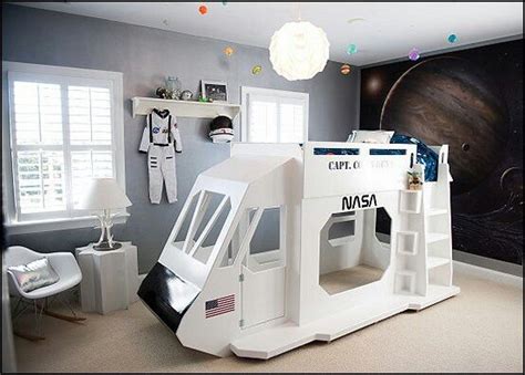 Making most of the available space in a kids' room is. Spaceship bunk bed | Outer space room, Space kids room ...