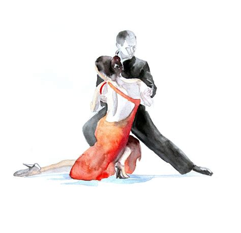 Tango Dancers Dance Of Love Watercolor Art Poster From Original