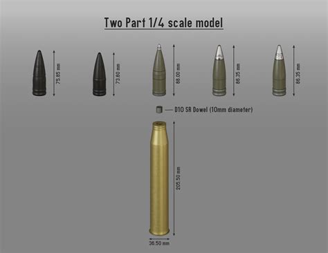 88mm Kwk 43 Pak 43 Patronen 1 4 To 1 48 Scale Models 3d Model