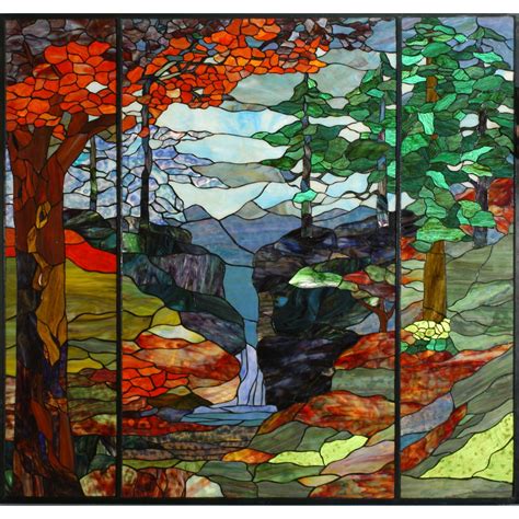 465 Inch W X 49 Inch H Tiffany River Of Life Stained Glass Window